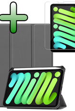 BASEY. BASEY. iPad Mini 7 Hoesje Met Uitsparing Apple Pencil En Met Screenprotector - Grijs
