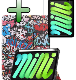 BASEY. BASEY. iPad Mini 7 Hoesje Met Uitsparing Apple Pencil En Met Screenprotector - Graffity