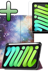 BASEY. BASEY. iPad Mini 7 Hoesje Met Uitsparing Apple Pencil En Met Screenprotector - Galaxy