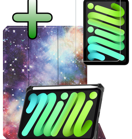 BASEY. BASEY. iPad Mini 7 Hoesje Met Uitsparing Apple Pencil En Met Screenprotector - Galaxy