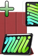 BASEY. BASEY. iPad Mini 7 Hoesje Met Uitsparing Apple Pencil En Met Screenprotector - Donkerrood