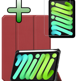 BASEY. BASEY. iPad Mini 7 Hoesje Met Uitsparing Apple Pencil En Met Screenprotector - Donkerrood