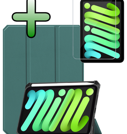 BASEY. BASEY. iPad Mini 7 Hoesje Met Uitsparing Apple Pencil En Met Screenprotector - Donkergroen