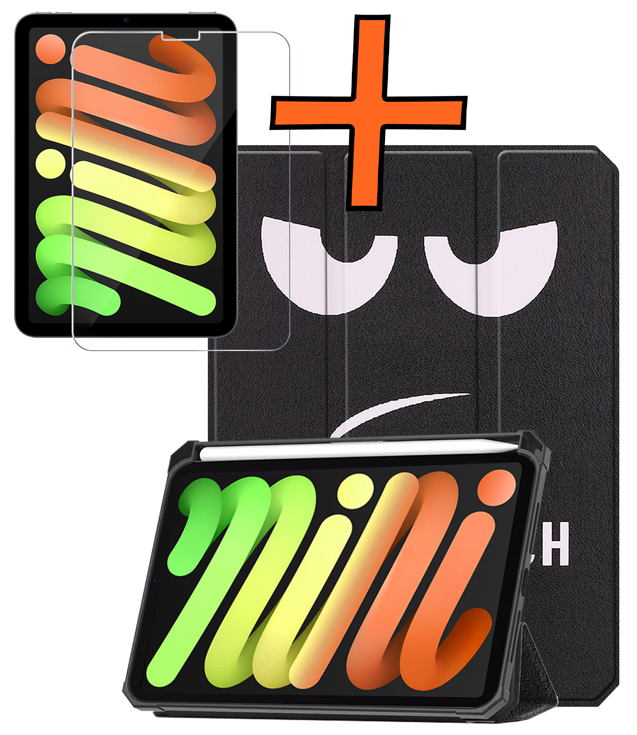 Nomfy Nomfy iPad Mini 7 Hoesje Met Uitsparing Apple Pencil En Met Screenprotector - Don't touch me