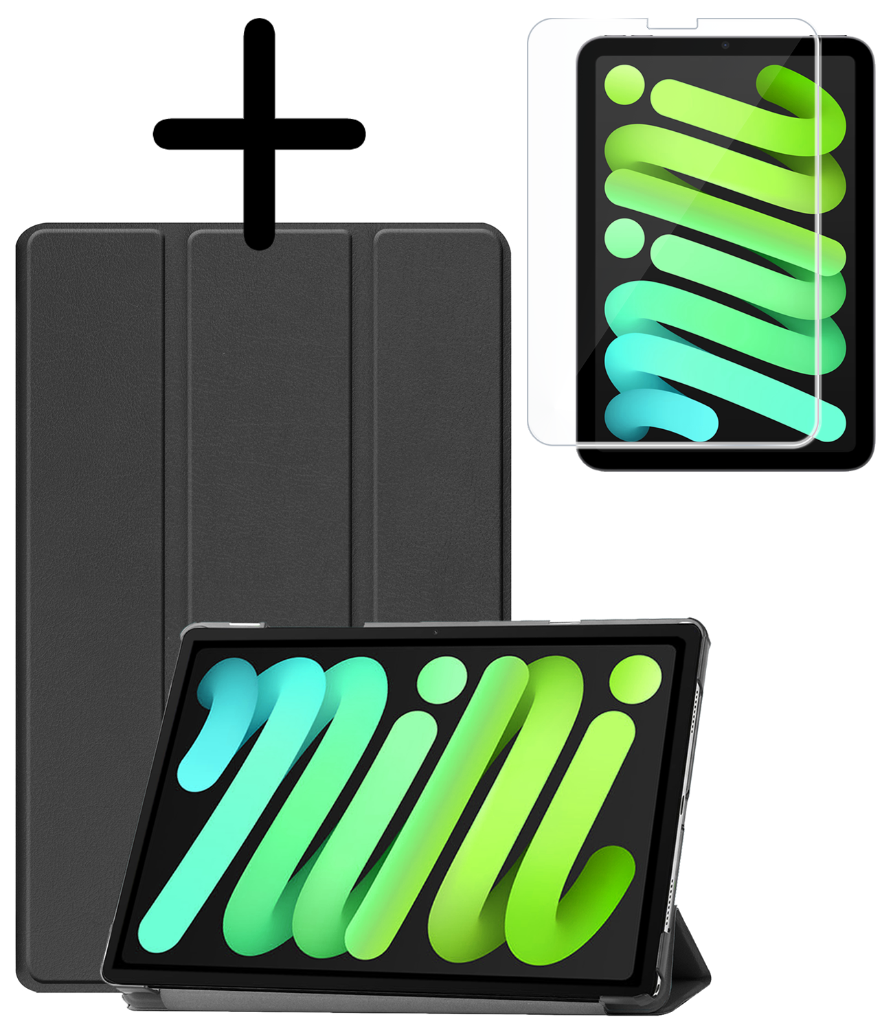 BASEY. BASEY. iPad Mini 7 Hoesje Met Screenprotector - Zwart