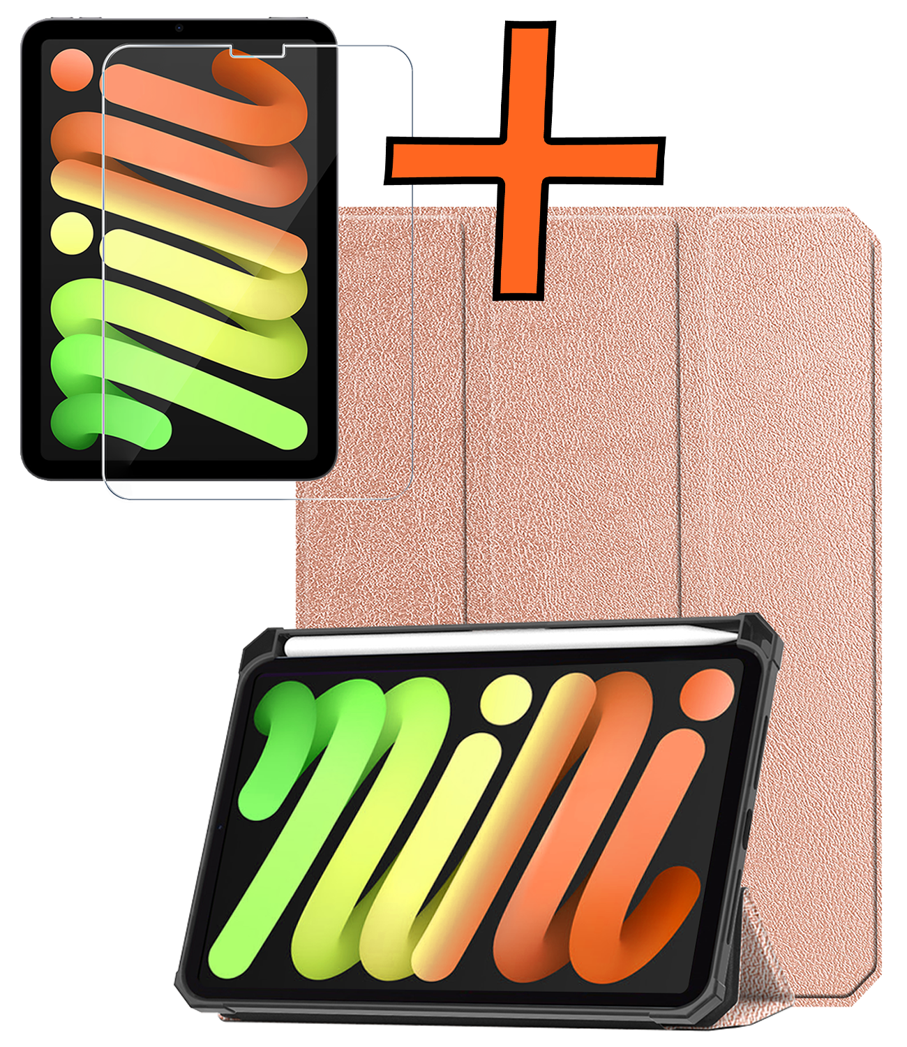 Nomfy Nomfy iPad Mini 7 Hoesje Met Uitsparing Apple Pencil En Met Screenprotector - Rose Goud