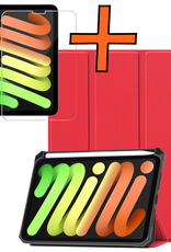 Nomfy Nomfy iPad Mini 7 Hoesje Met Uitsparing Apple Pencil En Met Screenprotector - Rood