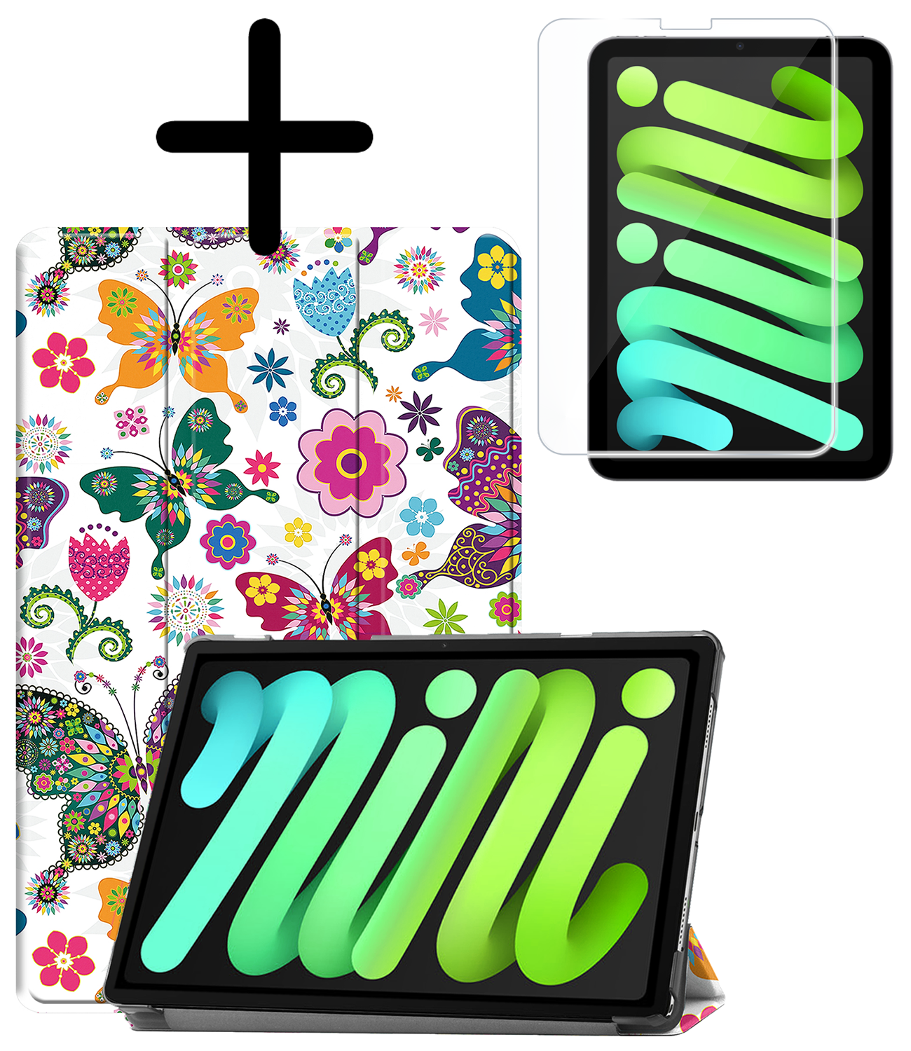 BASEY. BASEY. iPad Mini 7 Hoesje Met Screenprotector - Vlinders