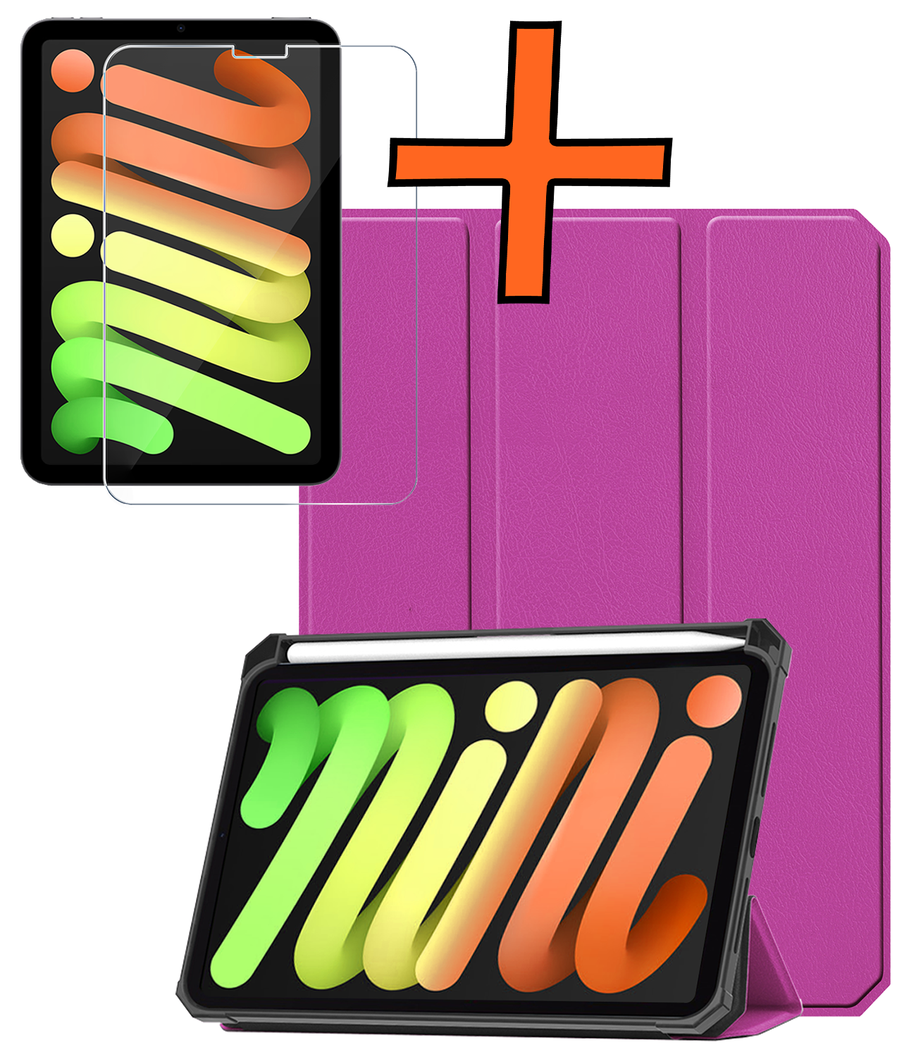 Nomfy Nomfy iPad Mini 7 Hoesje Met Uitsparing Apple Pencil En Met Screenprotector - Paars