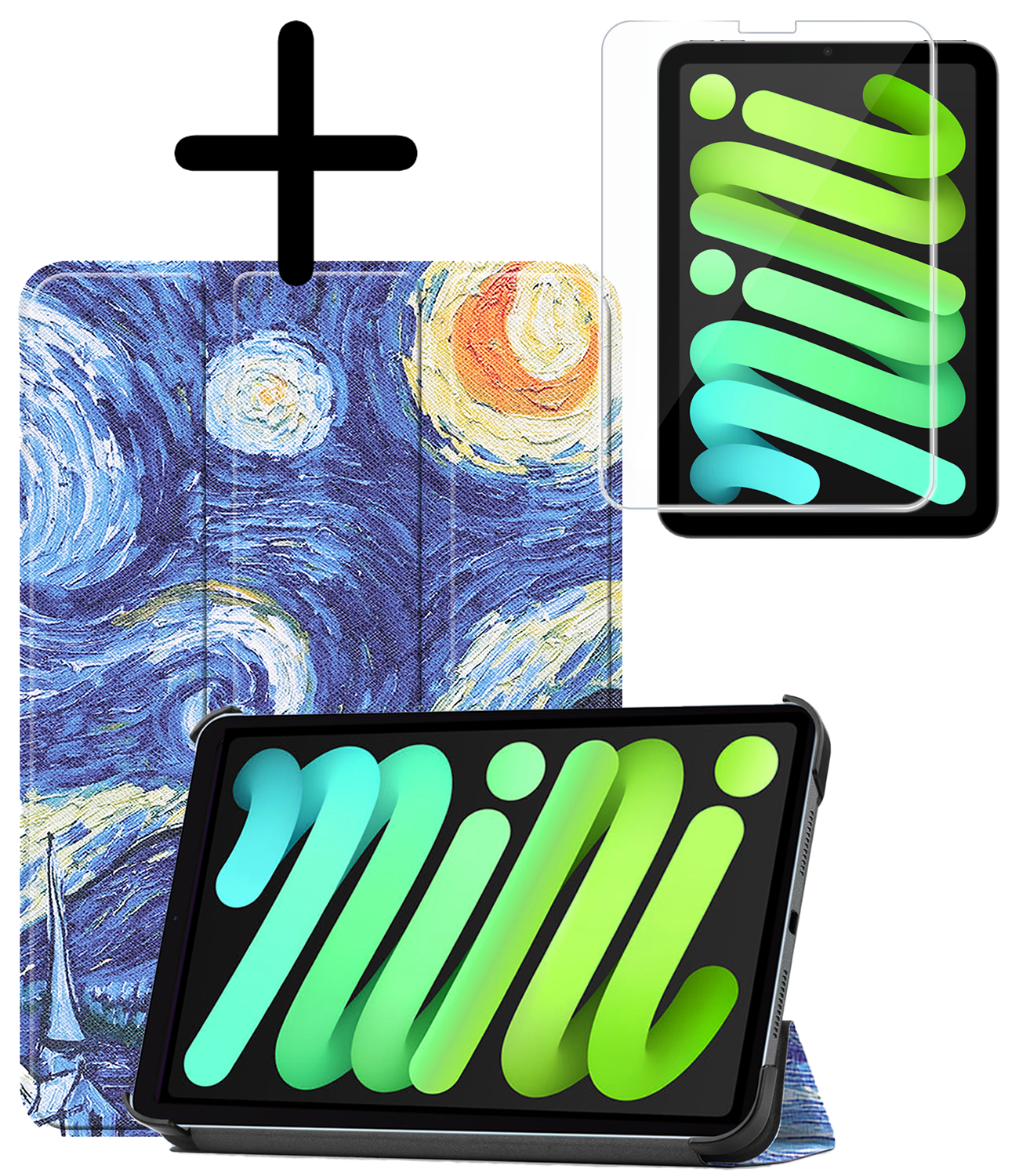 BASEY. BASEY. iPad Mini 7 Hoesje Met Screenprotector - Sterrenhemel
