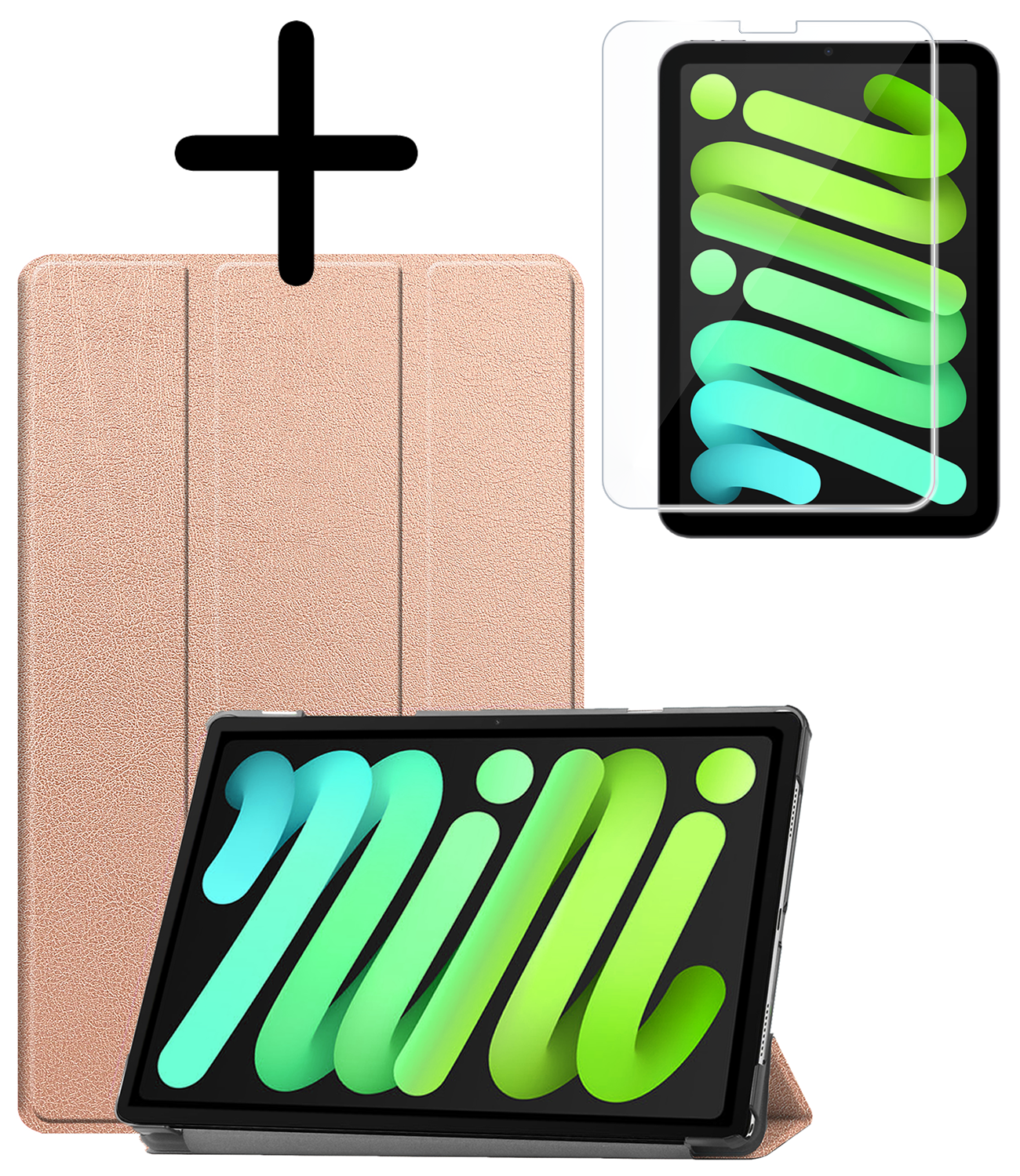 BASEY. BASEY. iPad Mini 7 Hoesje Met Screenprotector - Rose goud