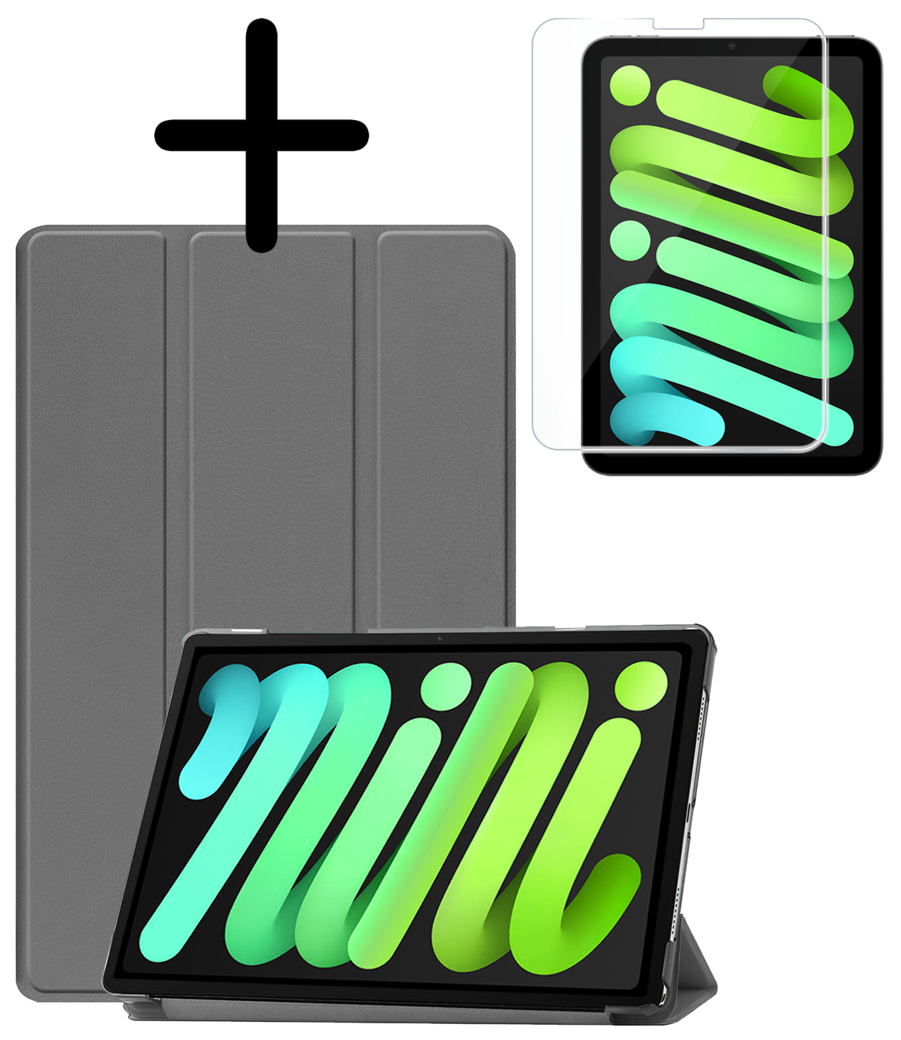 BASEY. BASEY. iPad Mini 7 Hoesje Met Screenprotector - Grijs