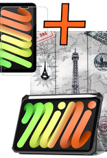 Nomfy Nomfy iPad Mini 7 Hoesje Met Uitsparing Apple Pencil En Met Screenprotector - Eiffeltoren