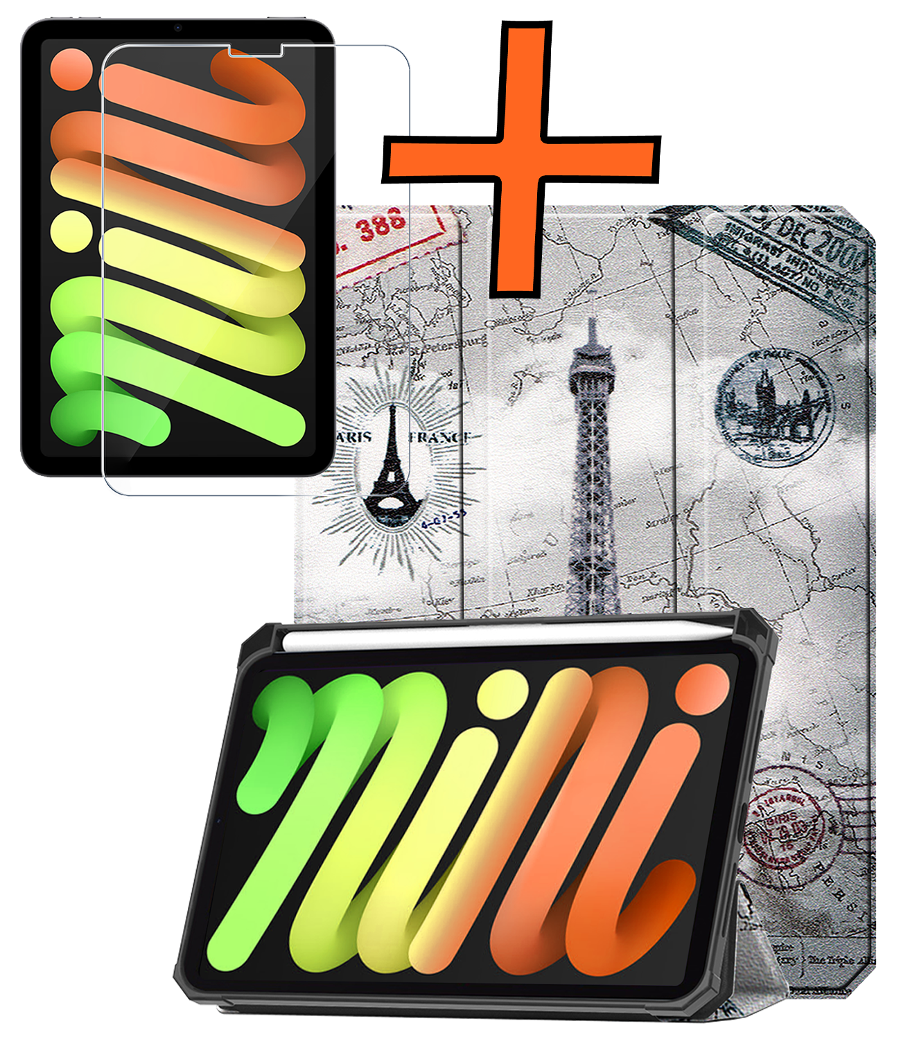 Nomfy Nomfy iPad Mini 7 Hoesje Met Uitsparing Apple Pencil En Met Screenprotector - Eiffeltoren