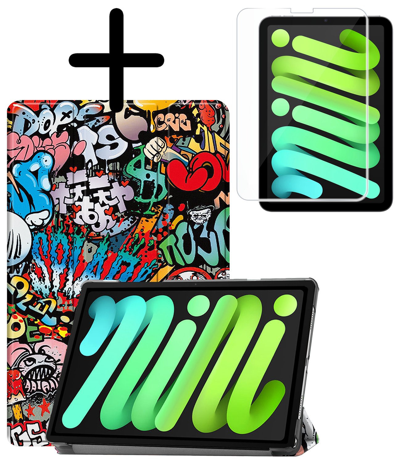 BASEY. BASEY. iPad Mini 7 Hoesje Met Screenprotector - Graffity