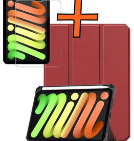 Nomfy Nomfy iPad Mini 7 Hoesje Met Uitsparing Apple Pencil En Met Screenprotector - Donkerrood