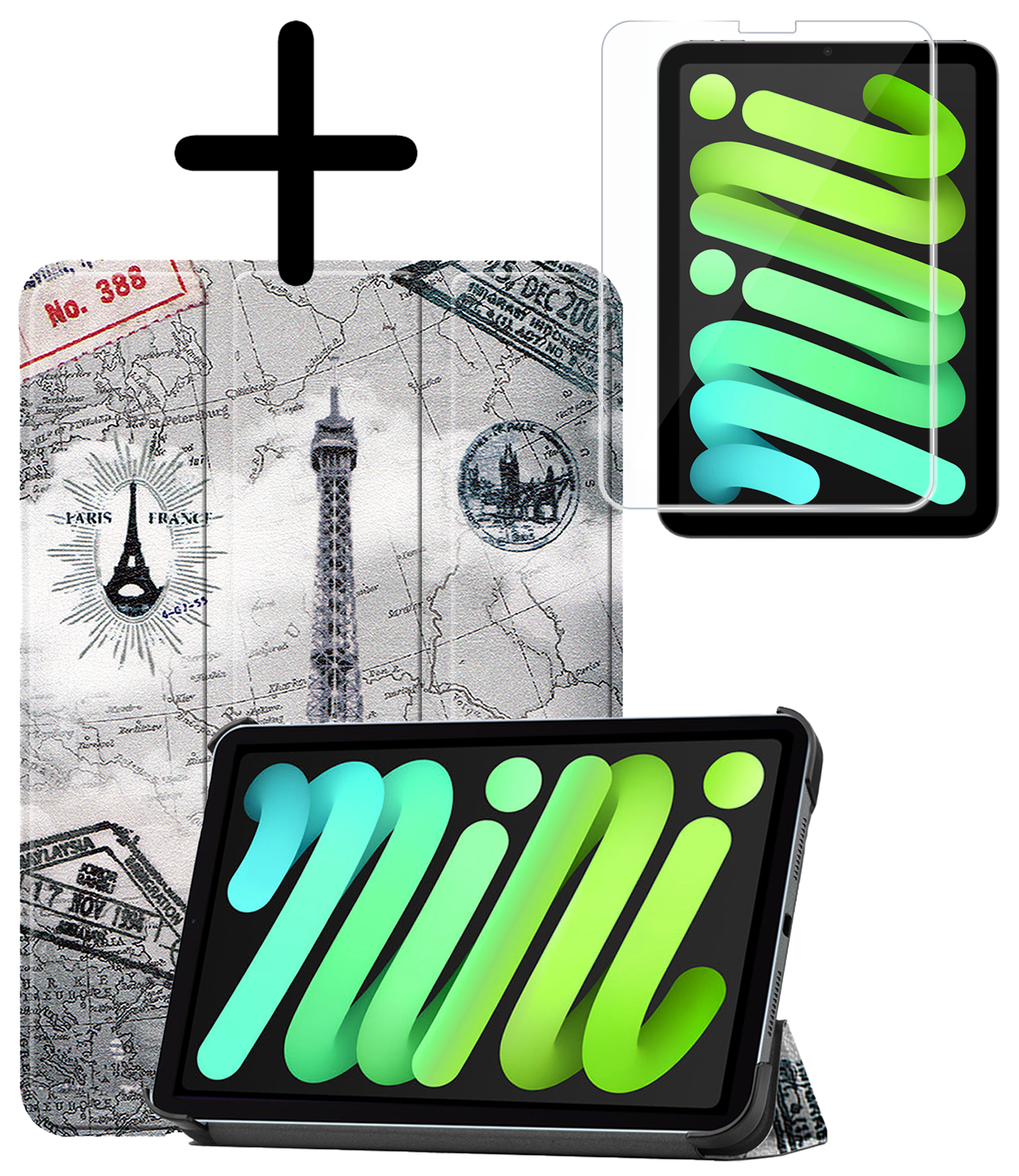 BASEY. BASEY. iPad Mini 7 Hoesje Met Screenprotector - Eiffeltoren