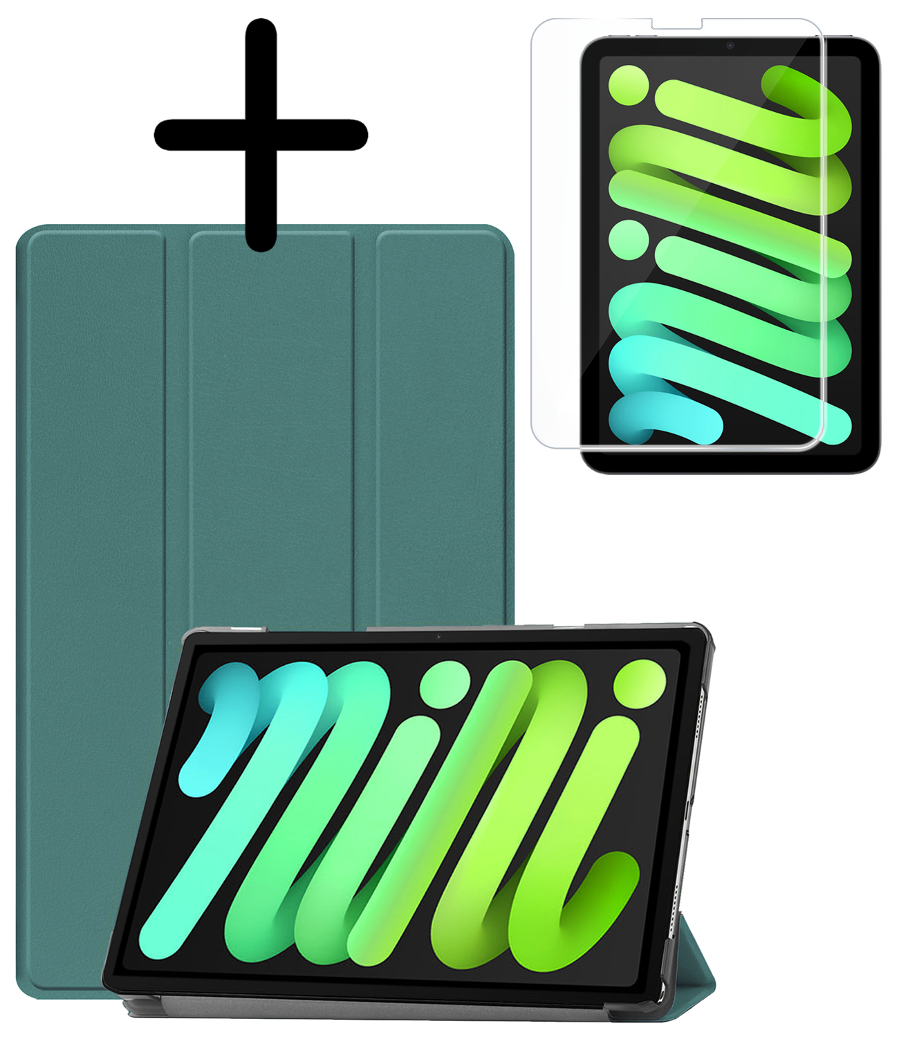 BASEY. BASEY. iPad Mini 7 Hoesje Met Screenprotector - Donkergroen