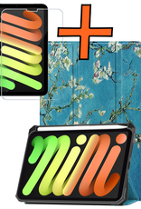 Nomfy Nomfy iPad Mini 7 Hoesje Met Uitsparing Apple Pencil En Met Screenprotector - Witte Bloesem