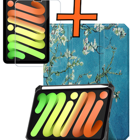 Nomfy Nomfy iPad Mini 7 Hoesje Met Uitsparing Apple Pencil En Met Screenprotector - Witte Bloesem