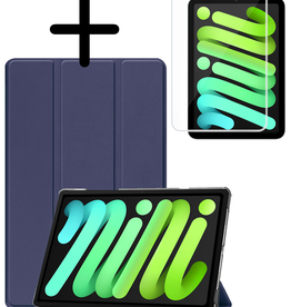 BASEY. BASEY. iPad Mini 7 Hoesje Met Screenprotector - Donkerblauw