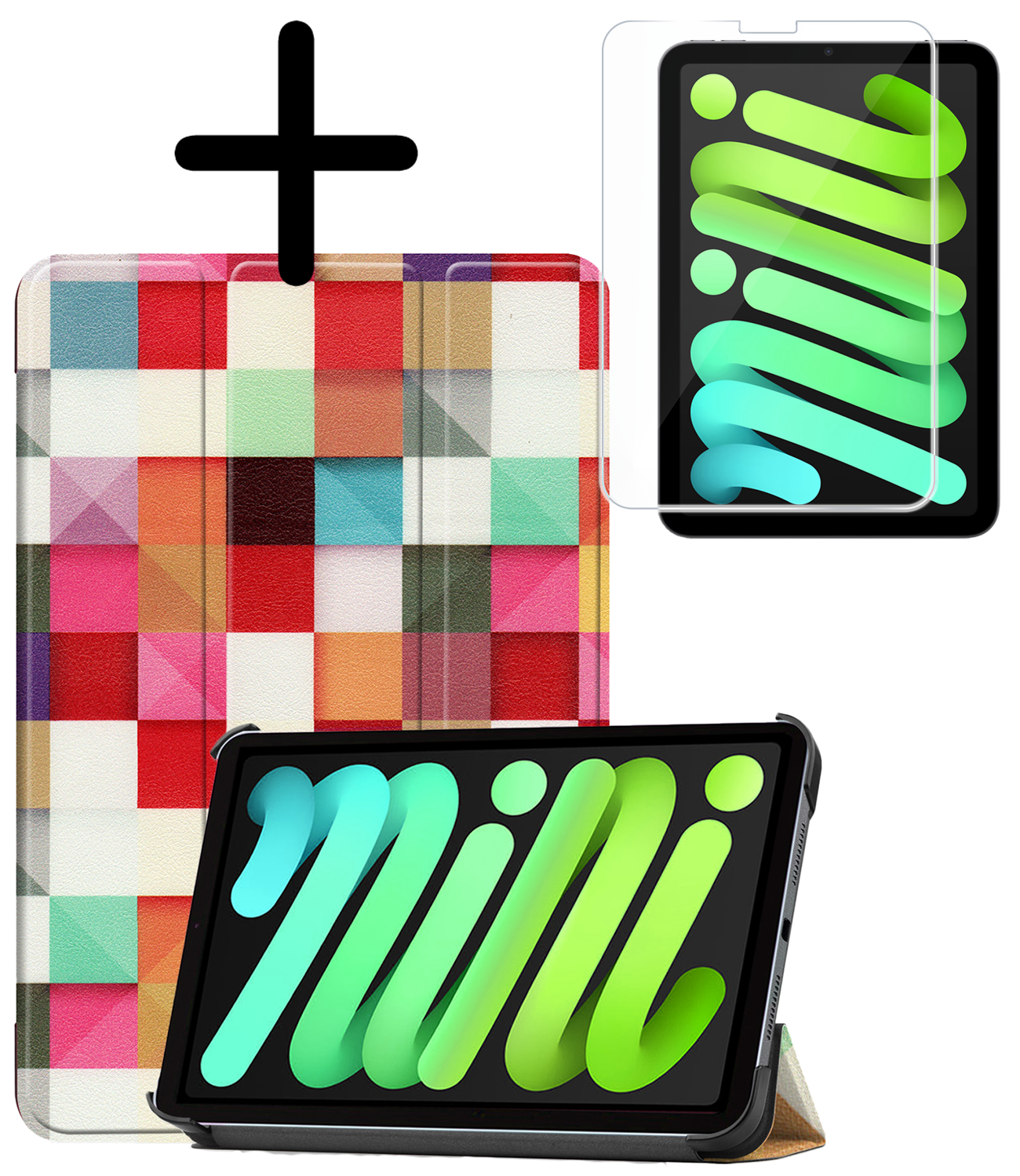 BASEY. BASEY. iPad Mini 7 Hoesje Met Screenprotector - Blokken