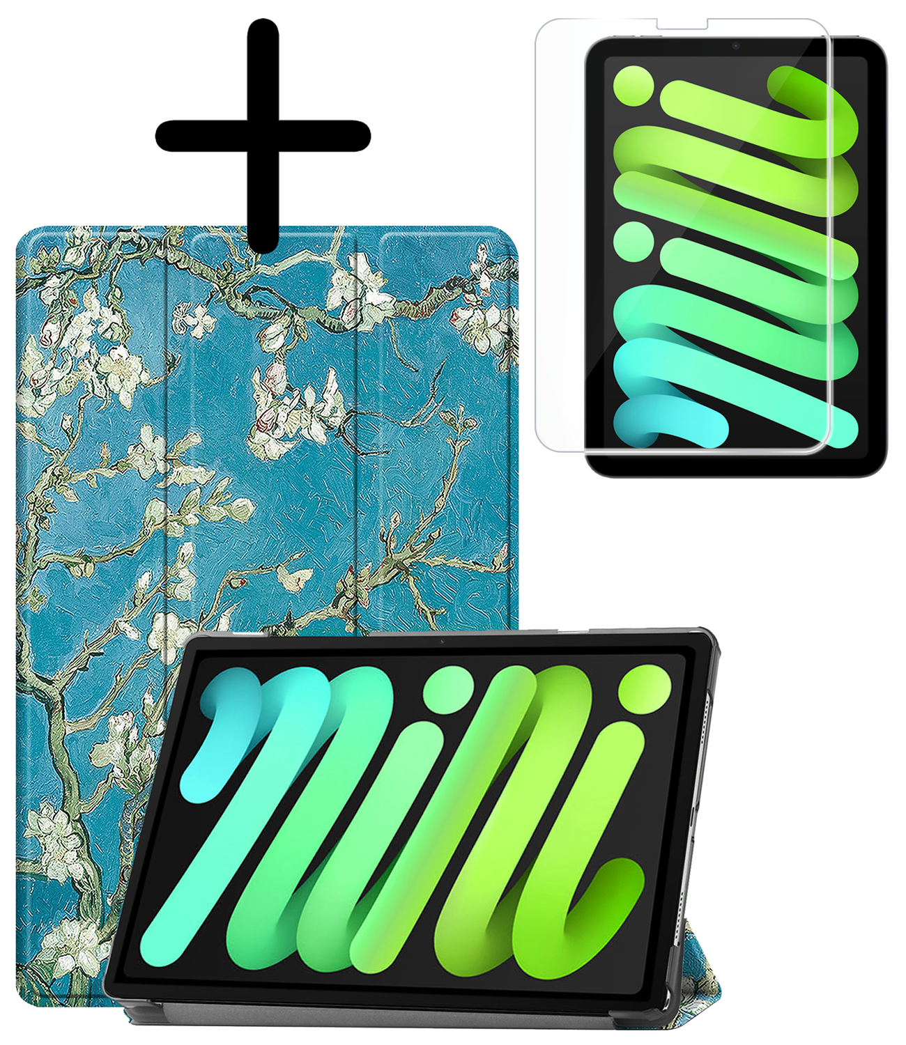 BASEY. BASEY. iPad Mini 7 Hoesje Met Screenprotector - Bloemen
