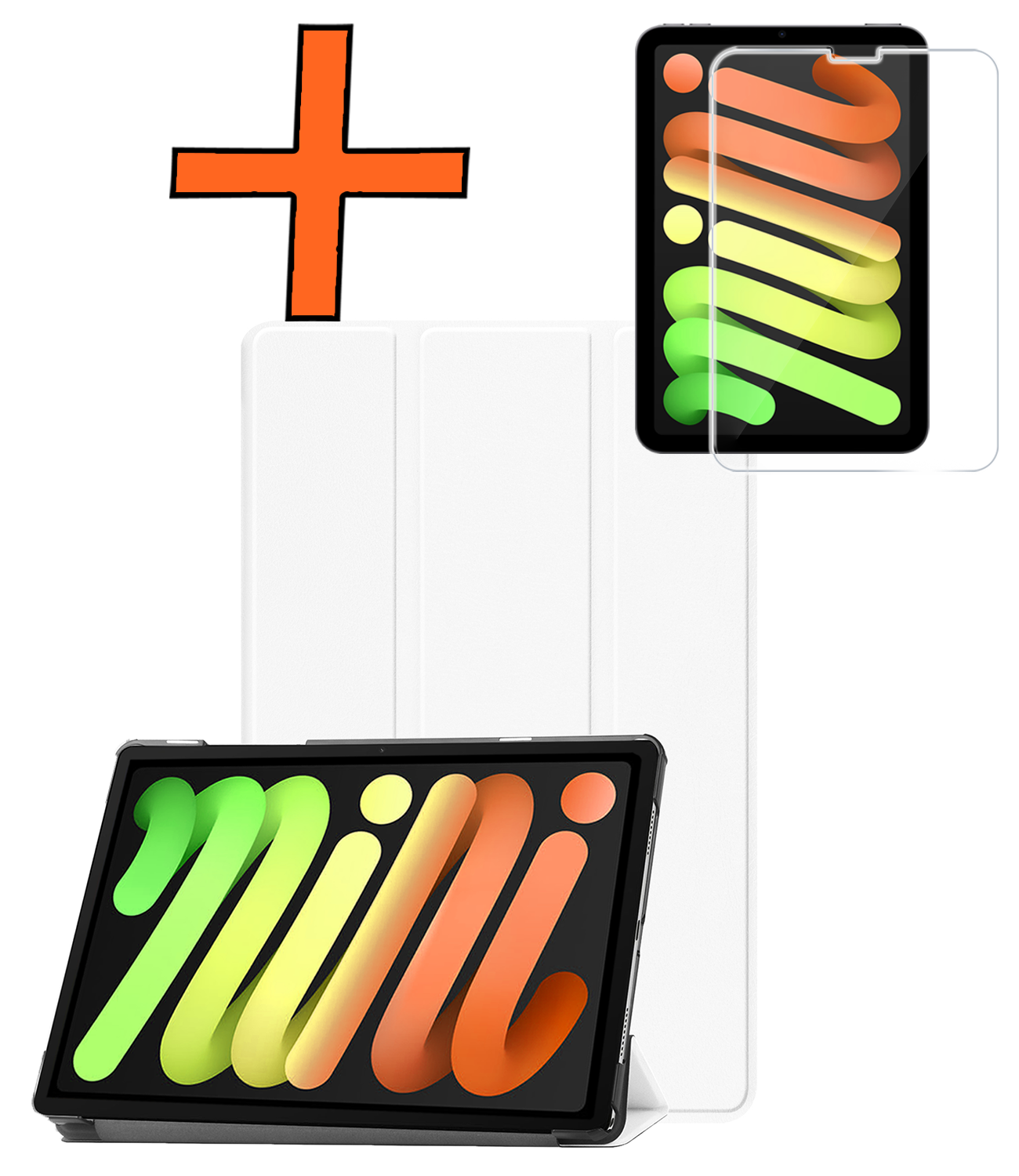 Nomfy Nomfy iPad Mini 7 Hoesje Met Screenprotector - Wit