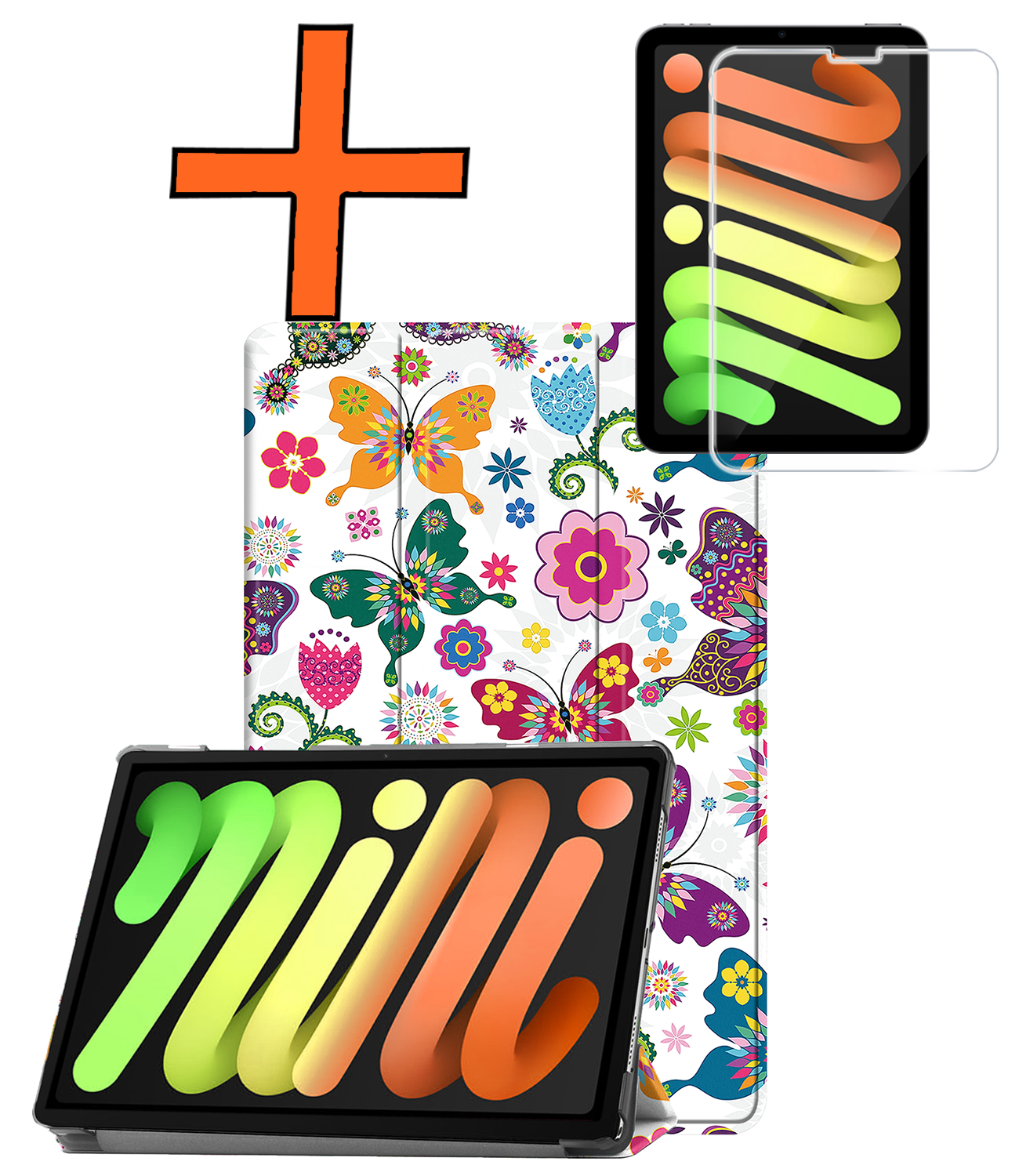 Nomfy Nomfy iPad Mini 7 Hoesje Met Screenprotector - Vlinders