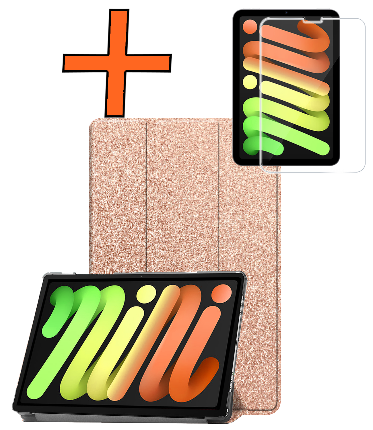 Nomfy Nomfy iPad Mini 7 Hoesje Met Screenprotector - Rose goud