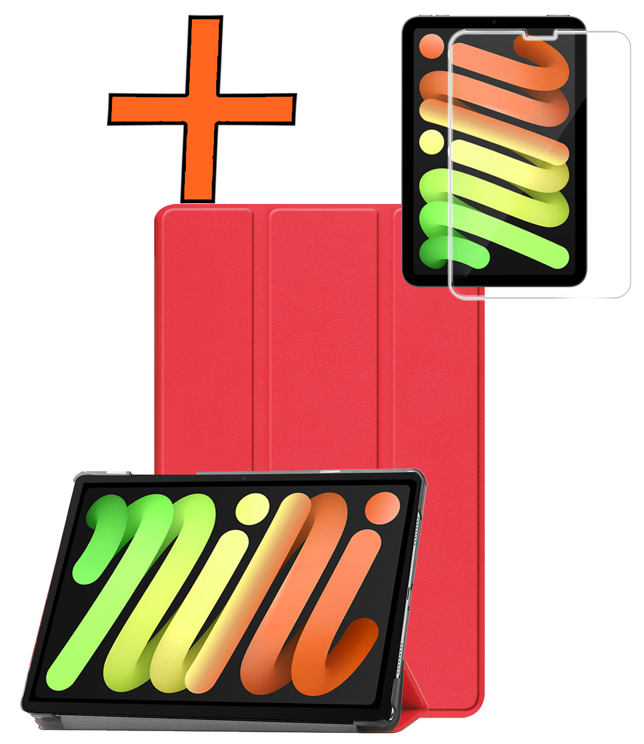 Nomfy Nomfy iPad Mini 7 Hoesje Met Screenprotector - Rood