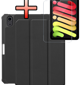 NoXx NoXx iPad Mini 7 Hoesje Met Uitsparing Apple Pencil En Met Screenprotector - Zwart