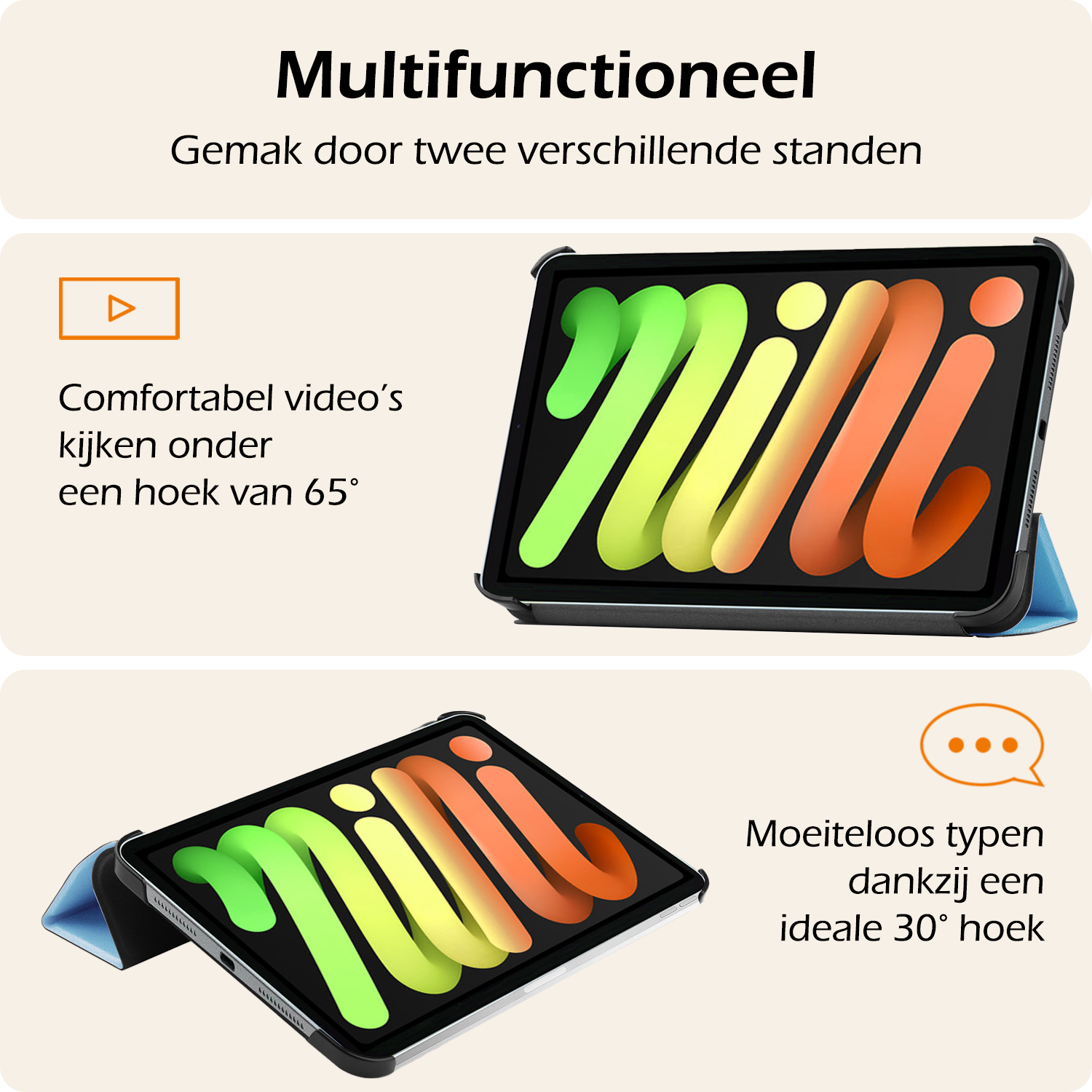 Nomfy Nomfy iPad Mini 7 Hoesje Met Screenprotector - Lichtblauw