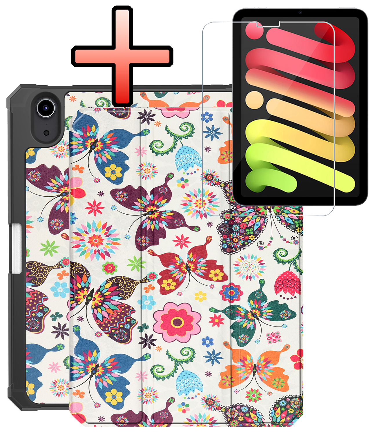 NoXx NoXx iPad Mini 7 Hoesje Met Uitsparing Apple Pencil En Met Screenprotector - Vlinder