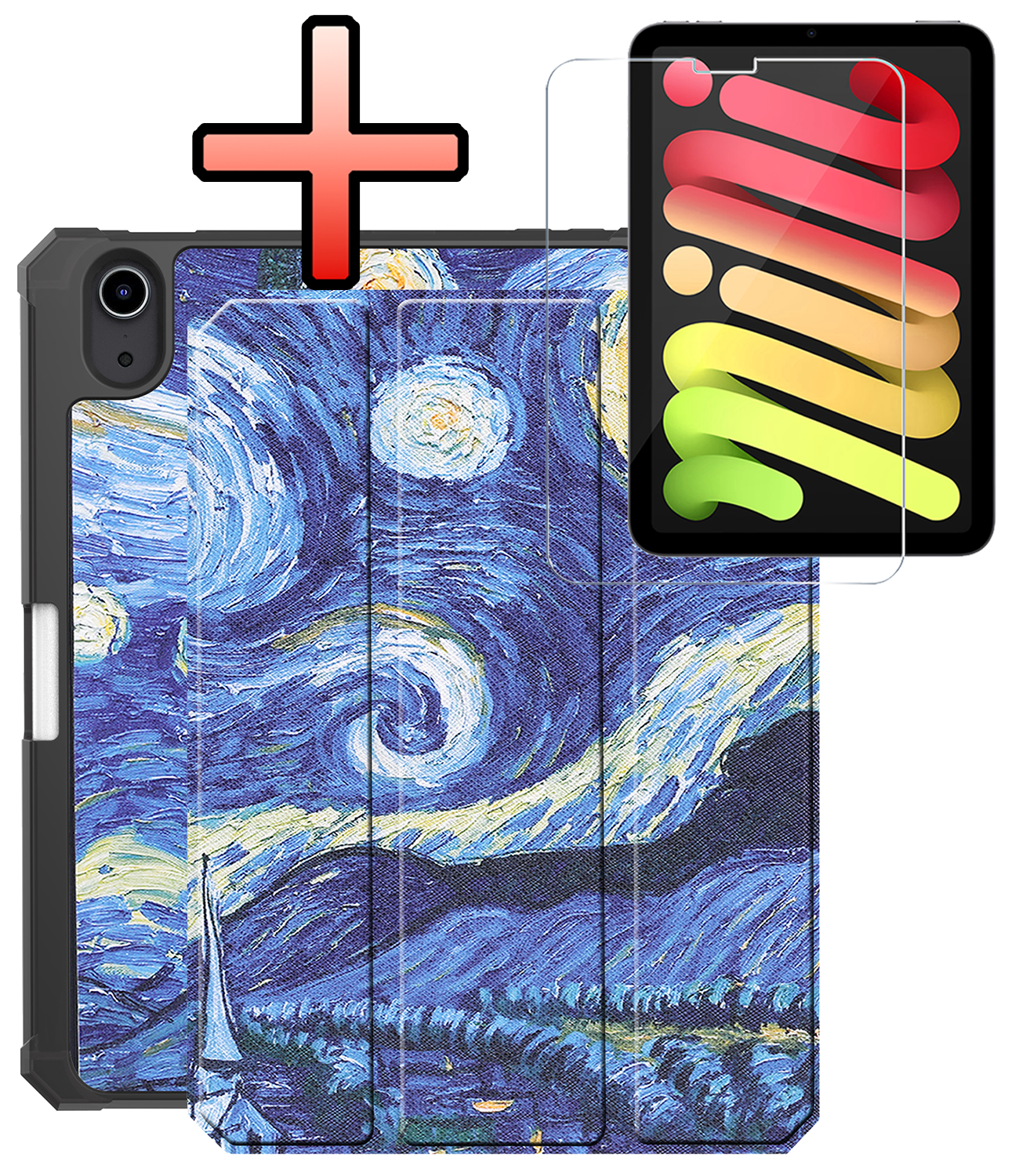 NoXx NoXx iPad Mini 7 Hoesje Met Uitsparing Apple Pencil En Met Screenprotector - Sterrenhemel