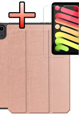 NoXx NoXx iPad Mini 7 Hoesje Met Uitsparing Apple Pencil En Met Screenprotector - Rose Goud
