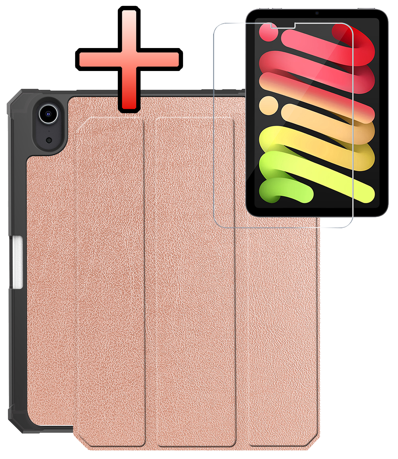 NoXx NoXx iPad Mini 7 Hoesje Met Uitsparing Apple Pencil En Met Screenprotector - Rose Goud