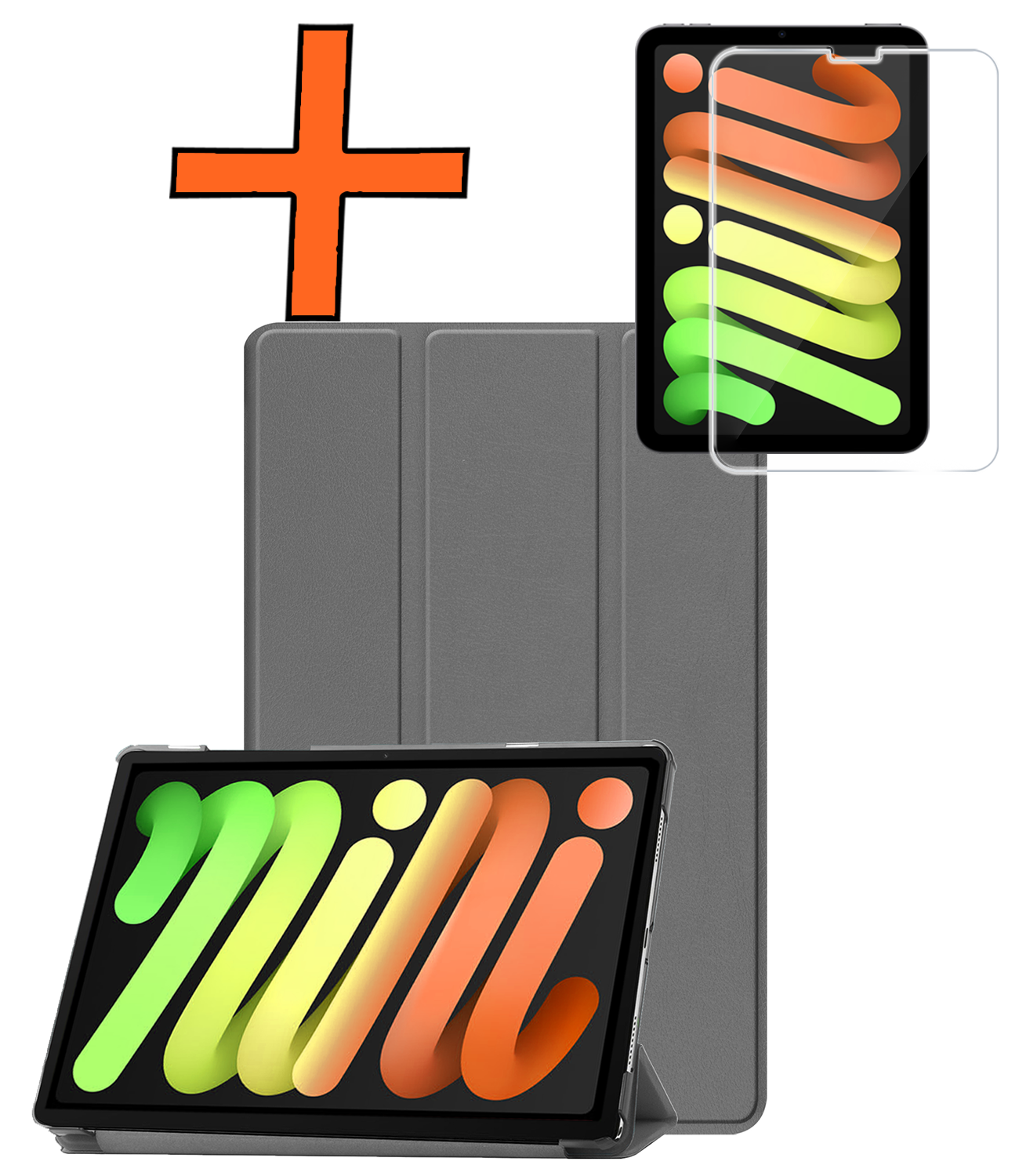 Nomfy Nomfy iPad Mini 7 Hoesje Met Screenprotector - Grijs