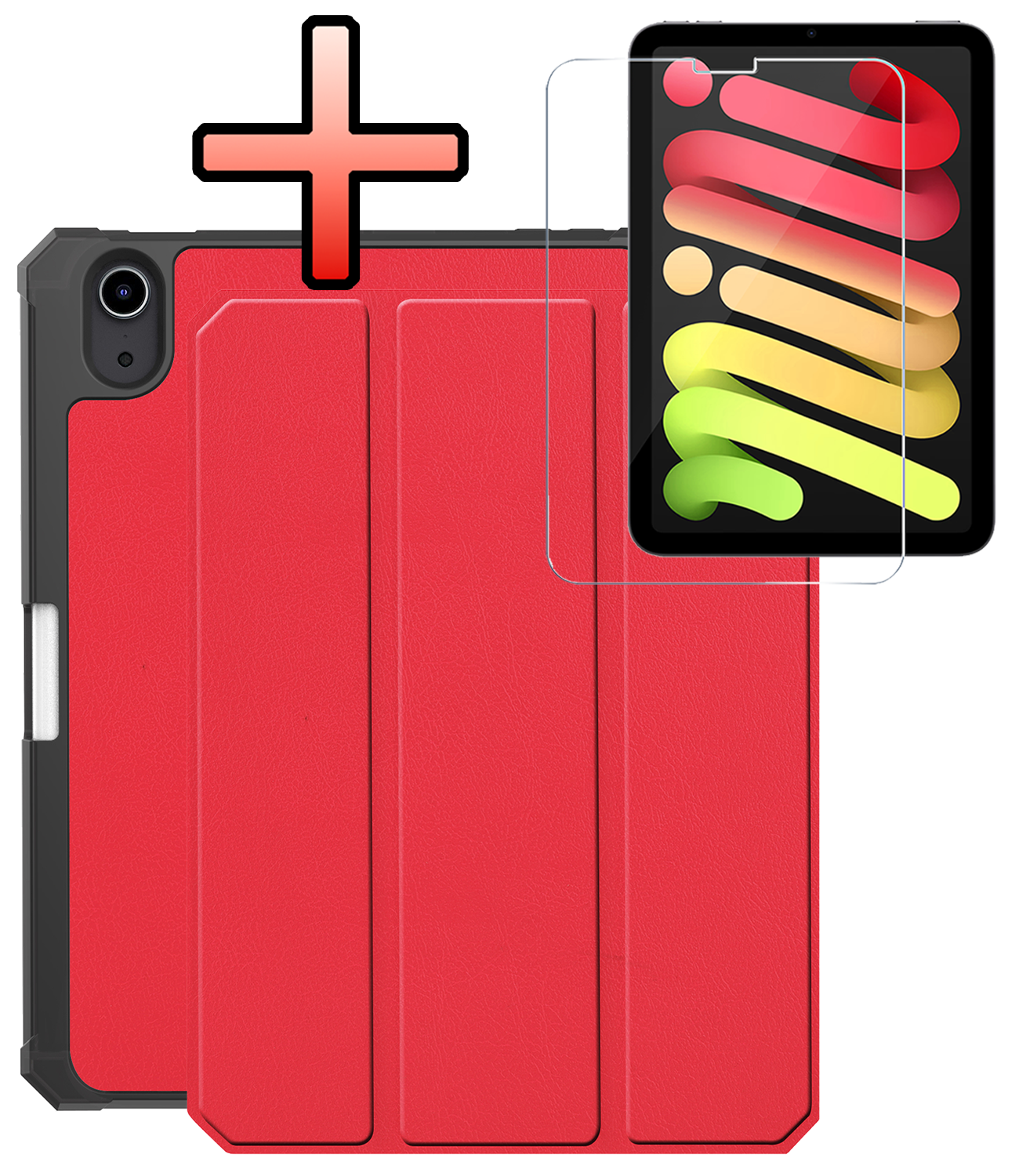 NoXx NoXx iPad Mini 7 Hoesje Met Uitsparing Apple Pencil En Met Screenprotector - Rood