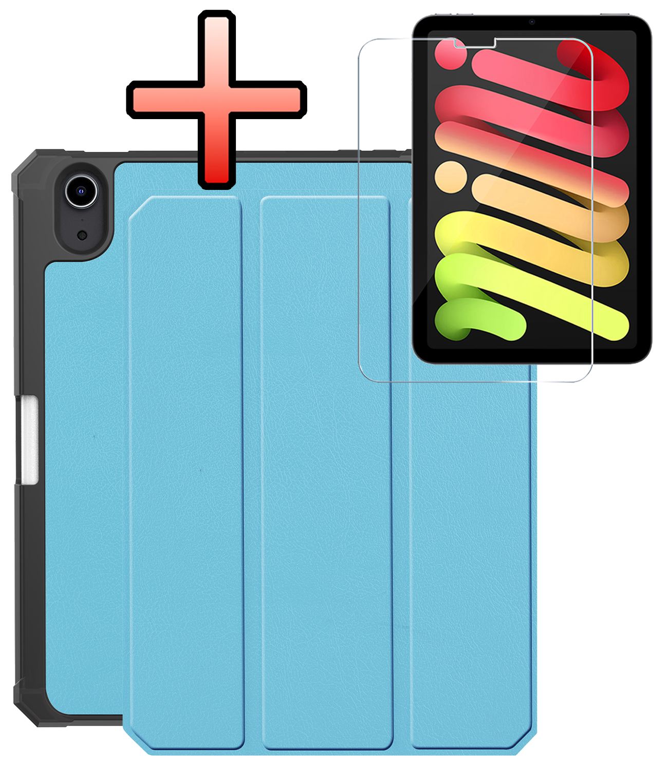 NoXx NoXx iPad Mini 7 Hoesje Met Uitsparing Apple Pencil En Met Screenprotector - Lichtblauw