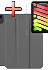 NoXx NoXx iPad Mini 7 Hoesje Met Uitsparing Apple Pencil En Met Screenprotector - Grijs