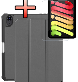NoXx NoXx iPad Mini 7 Hoesje Met Uitsparing Apple Pencil En Met Screenprotector - Grijs