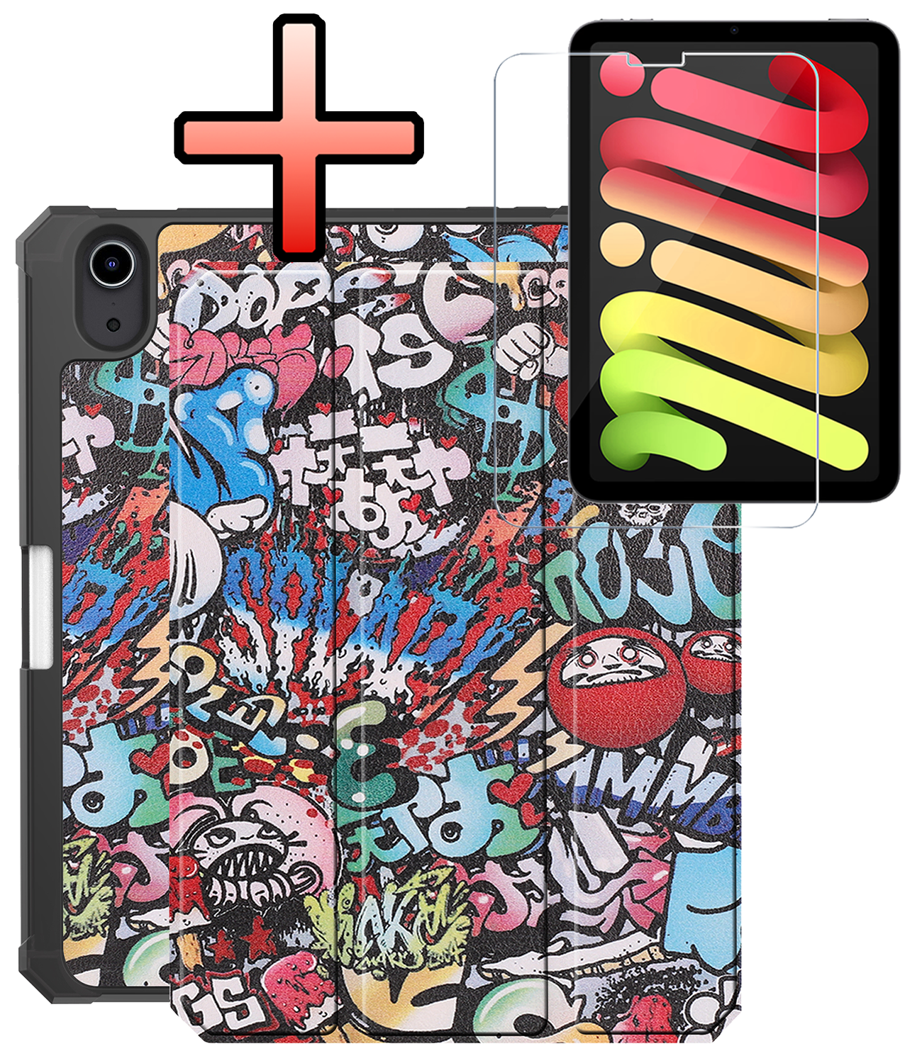 NoXx NoXx iPad Mini 7 Hoesje Met Uitsparing Apple Pencil En Met Screenprotector - Graffity