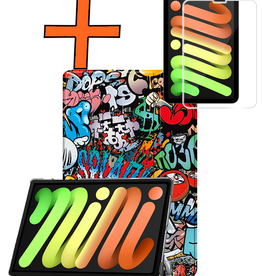 Nomfy Nomfy iPad Mini 7 Hoesje Met Screenprotector - Graffity