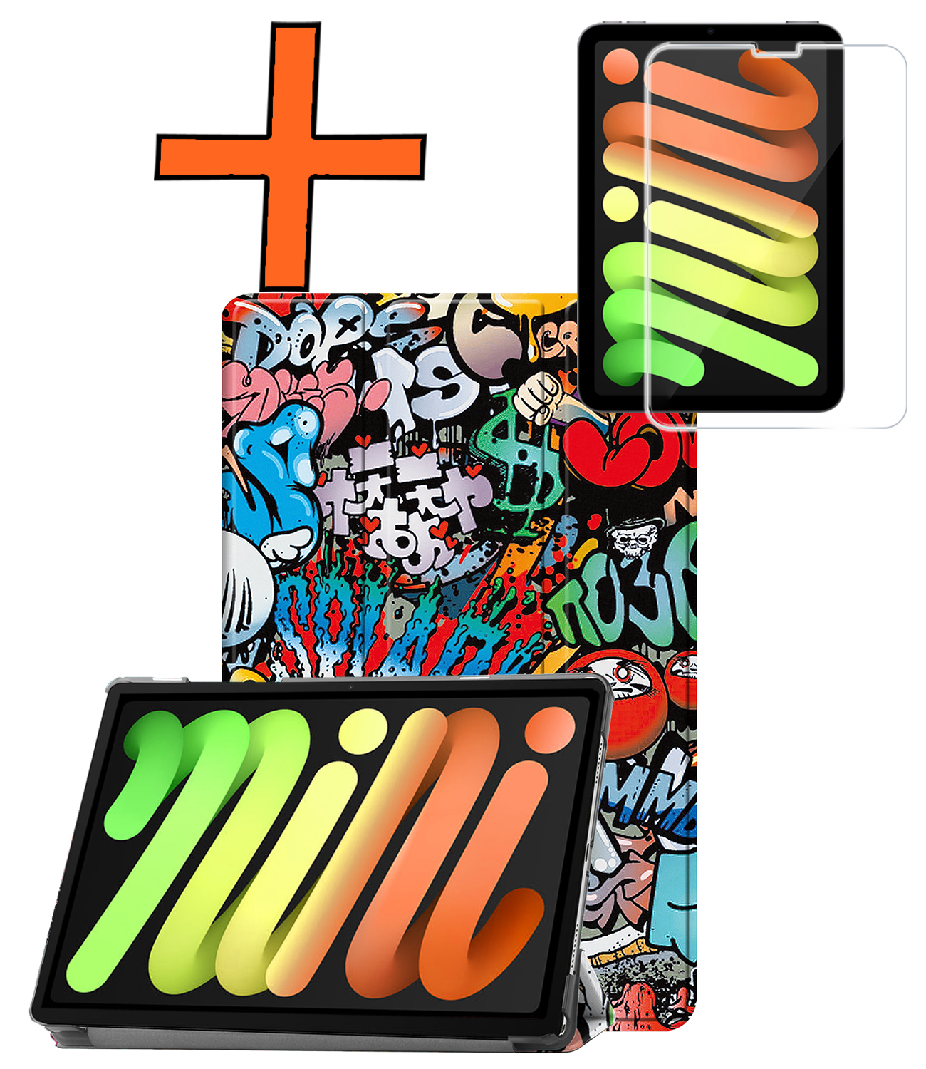 Nomfy Nomfy iPad Mini 7 Hoesje Met Screenprotector - Graffity