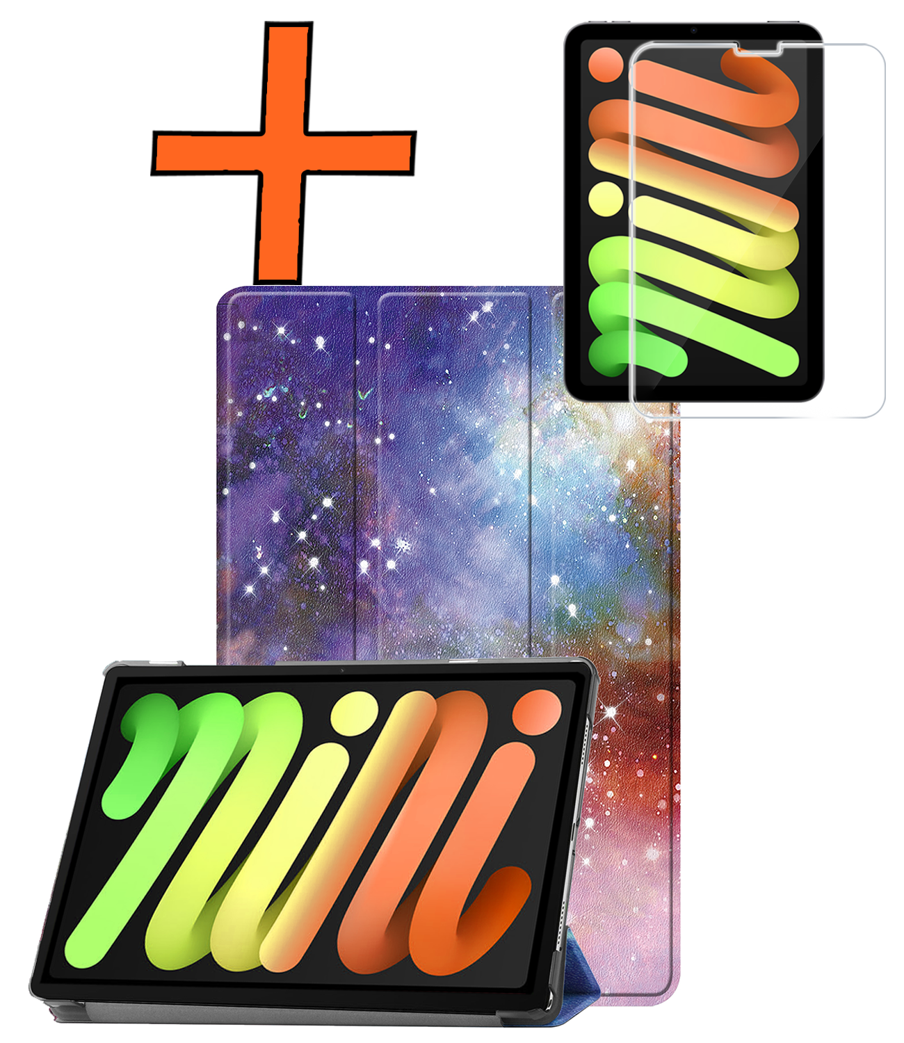 Nomfy Nomfy iPad Mini 7 Hoesje Met Screenprotector - Galaxy