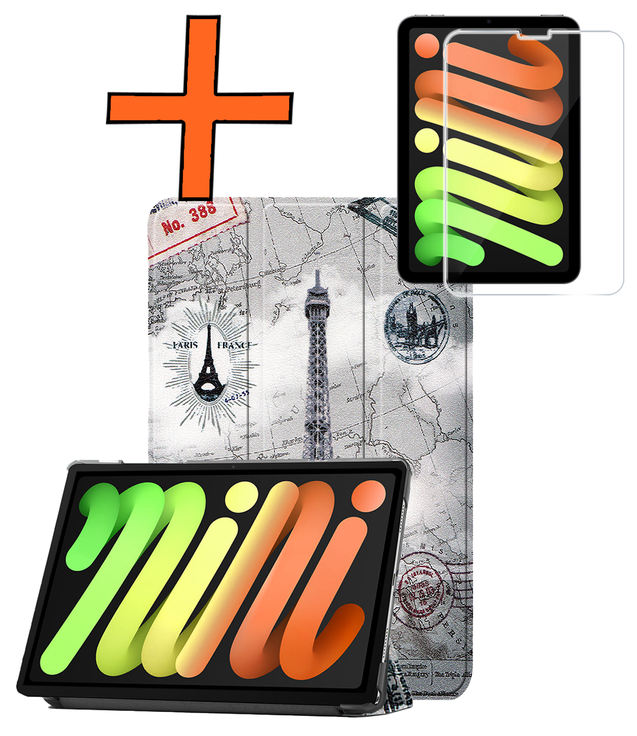 Nomfy Nomfy iPad Mini 7 Hoesje Met Screenprotector - Eiffeltoren