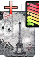 NoXx NoXx iPad Mini 7 Hoesje Met Uitsparing Apple Pencil En Met Screenprotector - Eiffeltoren