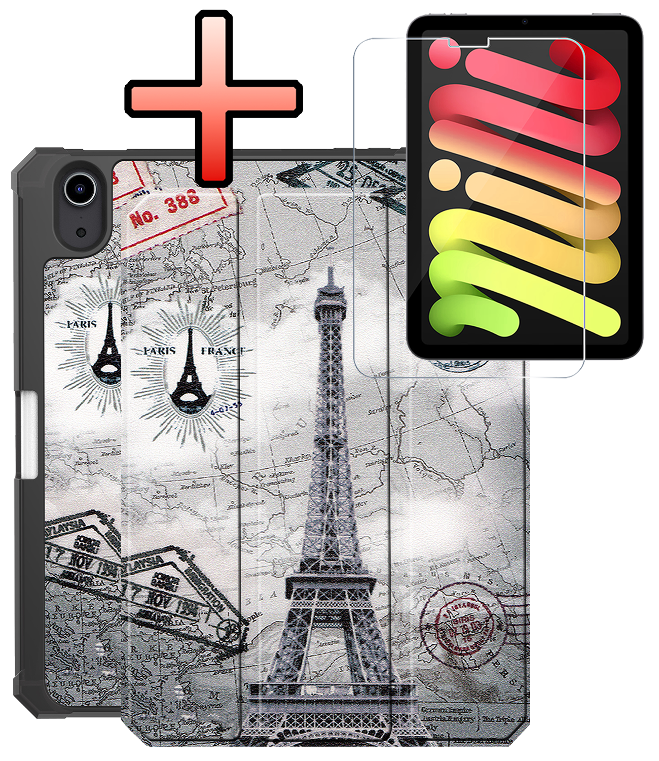 NoXx NoXx iPad Mini 7 Hoesje Met Uitsparing Apple Pencil En Met Screenprotector - Eiffeltoren