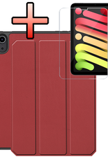 NoXx NoXx iPad Mini 7 Hoesje Met Uitsparing Apple Pencil En Met Screenprotector - Donkerrood
